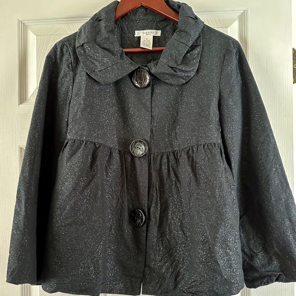 Vertigo Paris Black Linen Shimmer Top Cardigan Large Snap Buttons Size S NWOT - Picture 6 of 9